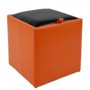 Taburet Box imitatie piele - portocaliu/negru